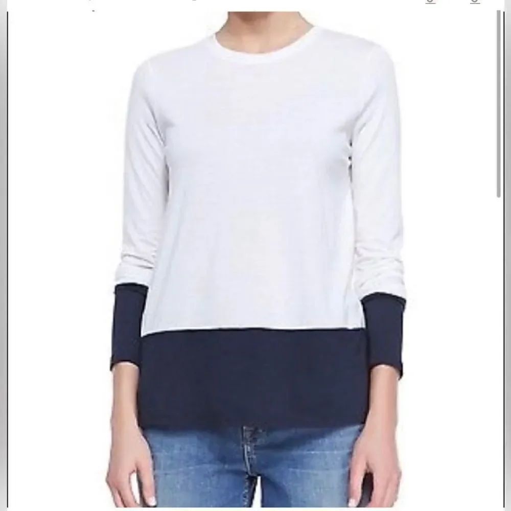 Vince Colorblock Blue/White Crewneck Tee Size Medium